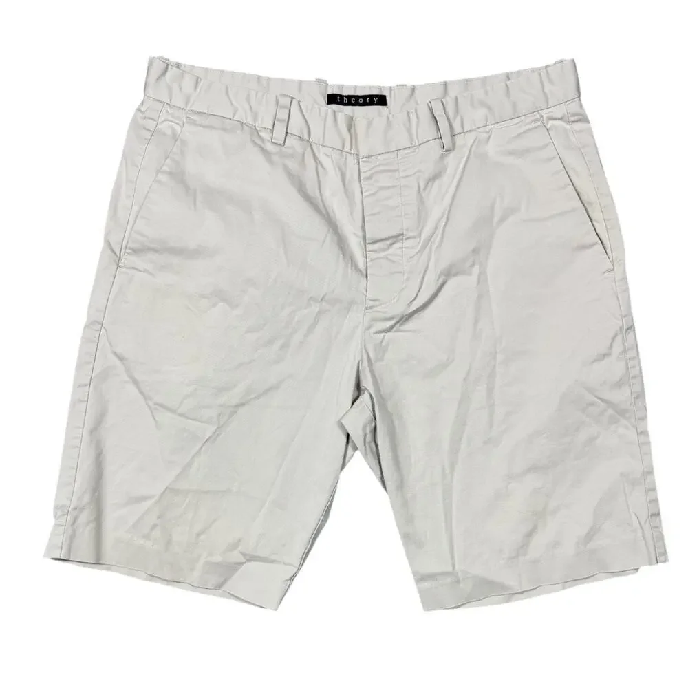 Theory Men’s Cotton Blend Shorts Beige Size 33 - Picture 2 of 5